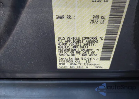 2013 Nissan Altima 2.5 Sv from USA, damaged, VIN 1N4AL3AP1DC909657